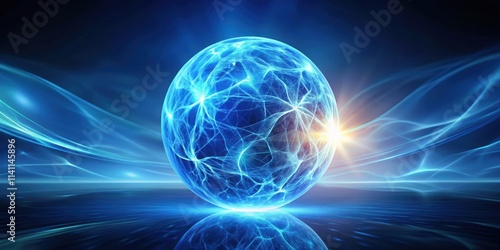 Abstract blue energy ball on science background, energy, ball, abstract, blue, science, background, glowing, light