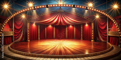 Empty circus interior stage background, circus, interior, stage, background, empty, abandoned, vintage, old, red