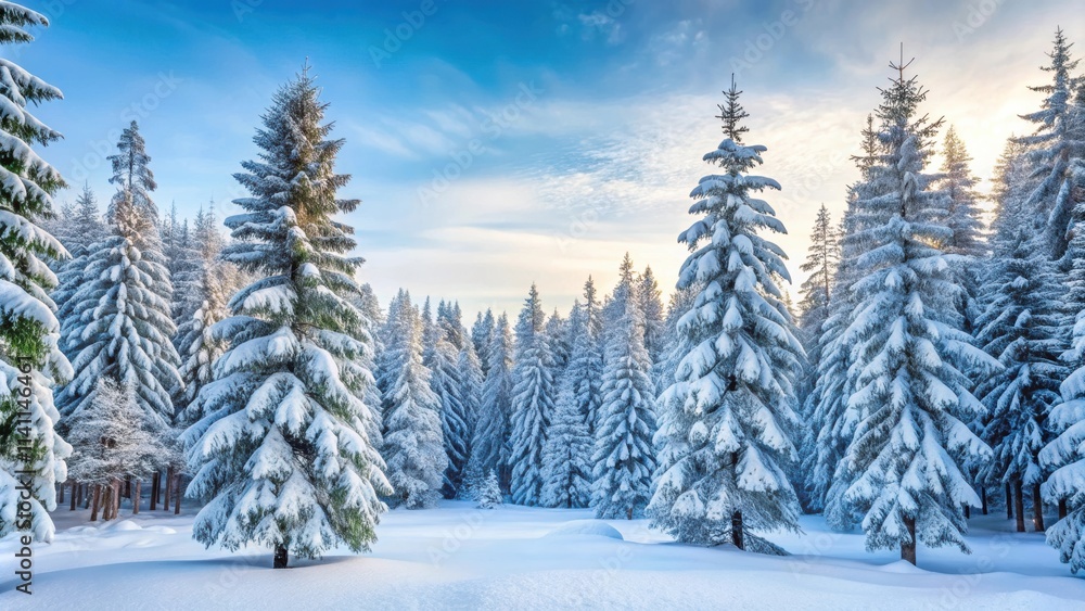 Snow-covered pine trees in a serene winter forest , snowy, landscape, winter, beautiful, cold, nature, snowflakes, trees Snow-covered pine trees in a serene winter forest , snowy, landscape, winter, beautiful, cold, nature, snowflakes, trees