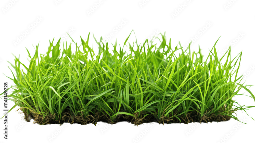 Fototapeta premium Vibrant green grass growing in a sunlit field nature scene outdoor environment close-up fresh and lush