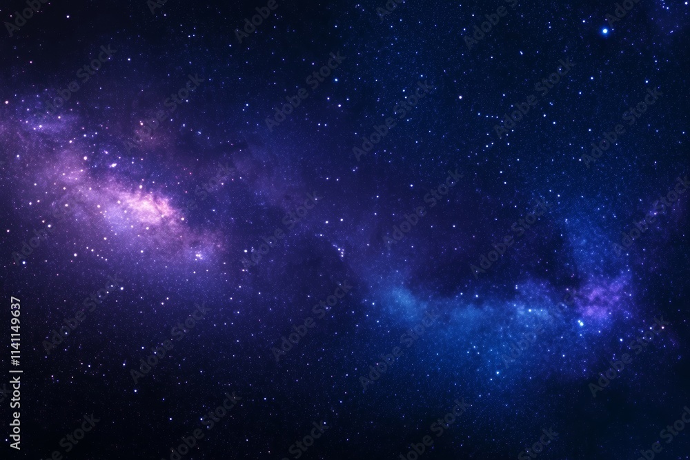 A starry sky with a purple cloud A starry sky with a purple cloud