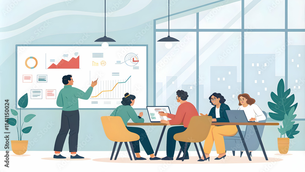 Professional Business Meeting with Diverse Team Collaboration in Modern Office Environment Professional Business Meeting with Diverse Team Collaboration in Modern Office Environment