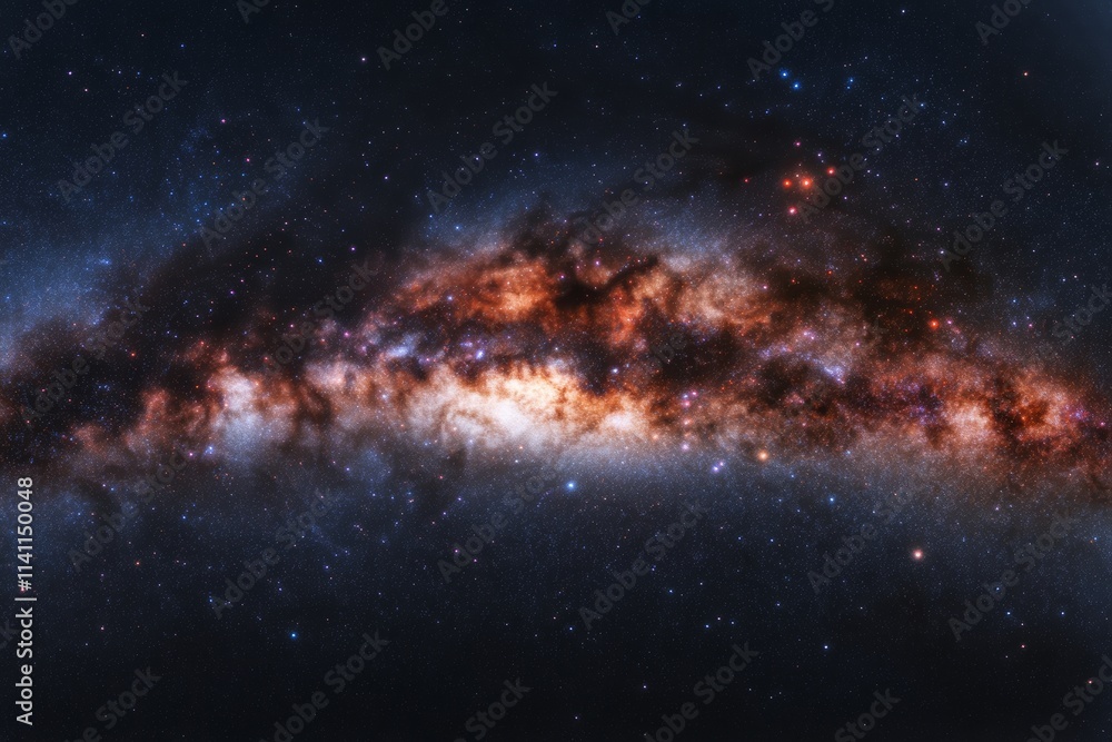 Fototapeta premium A galaxy with a large orange cloud in the middle
