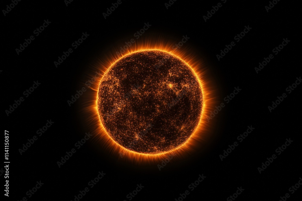 Obraz premium A close up of a sun with a lot of fire coming off of it