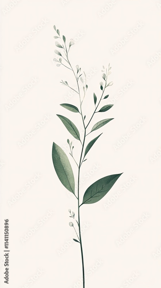 Fototapeta premium Delicate Green Plant With Small White Flowers