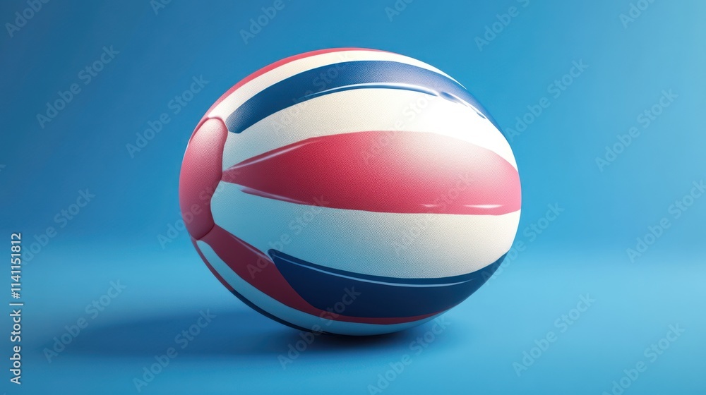 Naklejka premium Colorful beach ball on blue background.