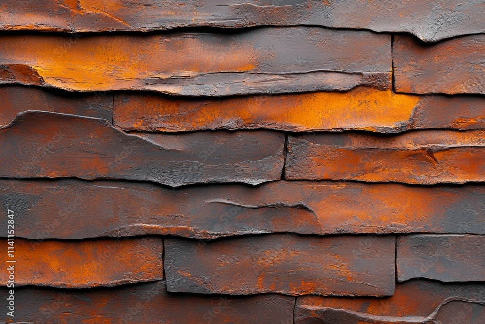 A wall made of wood with a brown and orange color A wall made of wood with a brown and orange color