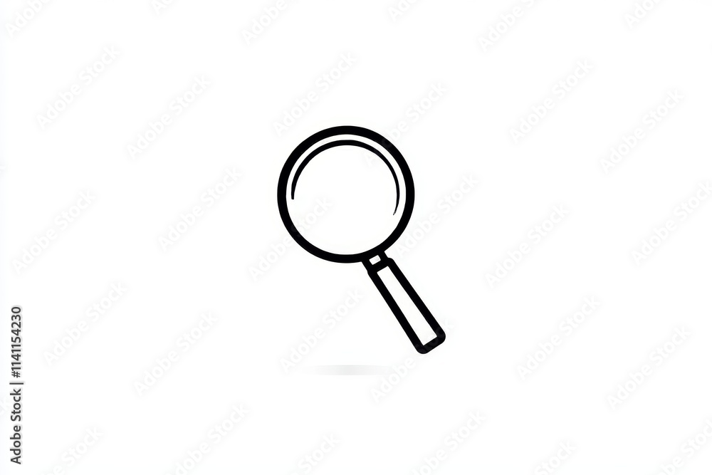 Minimalistic black magnifying glass icon on white background Minimalistic black magnifying glass icon on white background