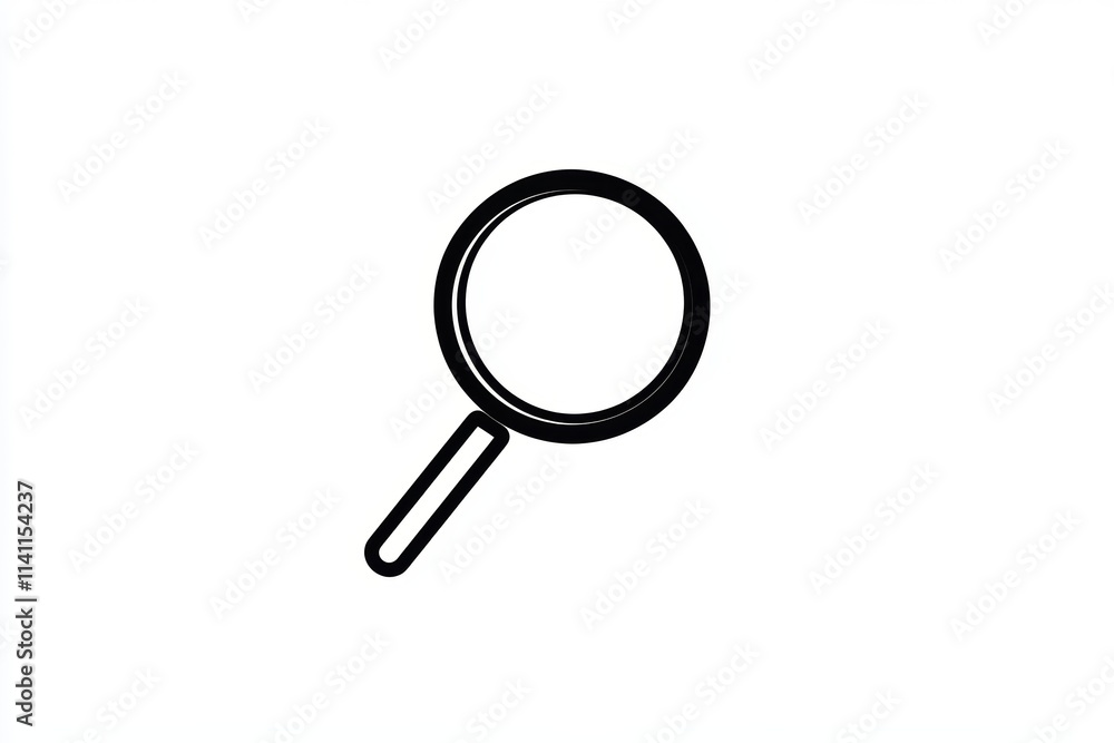 Minimalist black magnifying glass icon on white background Minimalist black magnifying glass icon on white background