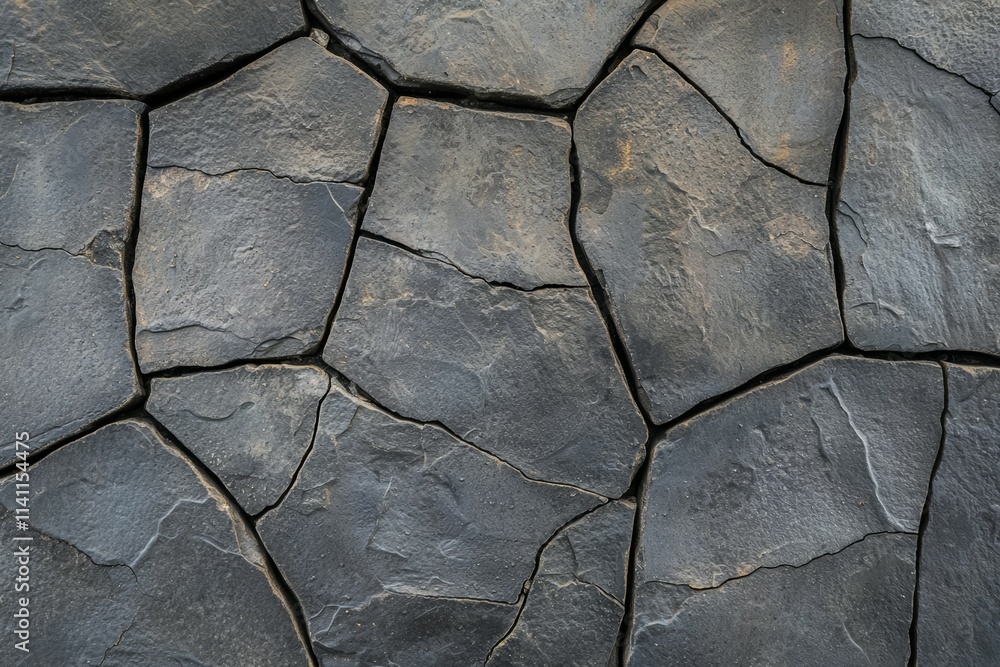 A black stone wall with many cracks A black stone wall with many cracks