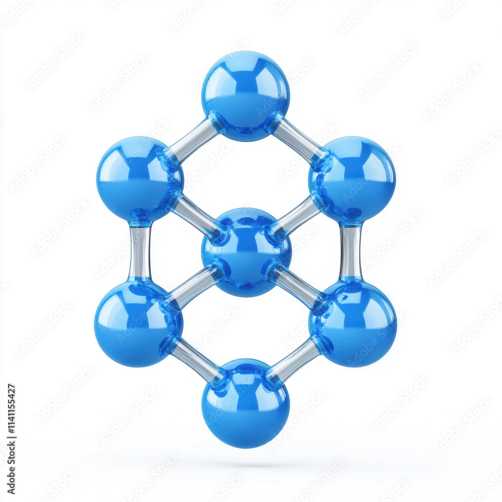 blue molecular structure with interconnected spheres, symbolizing science and innovation blue molecular structure with interconnected spheres, symbolizing science and innovation