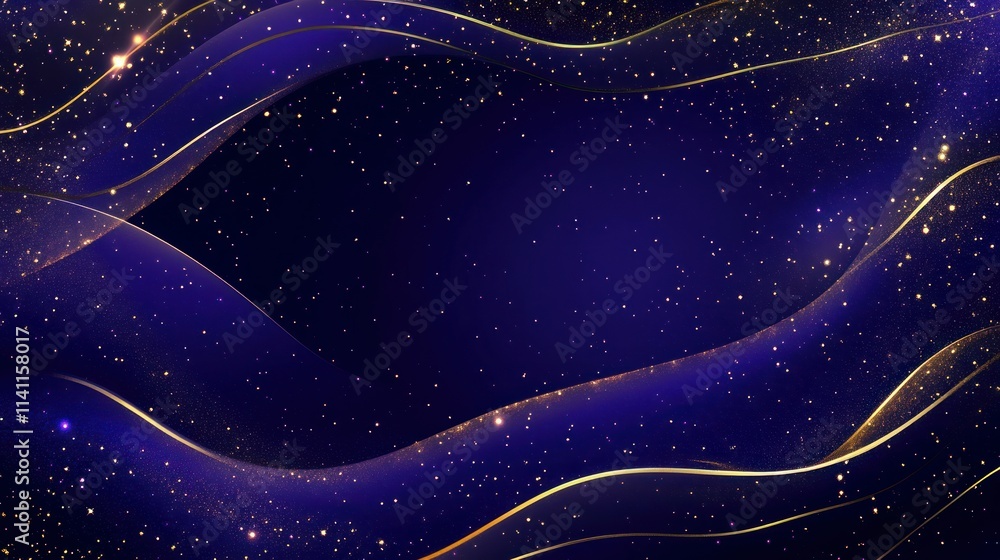 Luxury dark purple background with circle glowing blue and golden line lighting effect sparkle. Luxury dark purple background with circle glowing blue and golden line lighting effect sparkle.