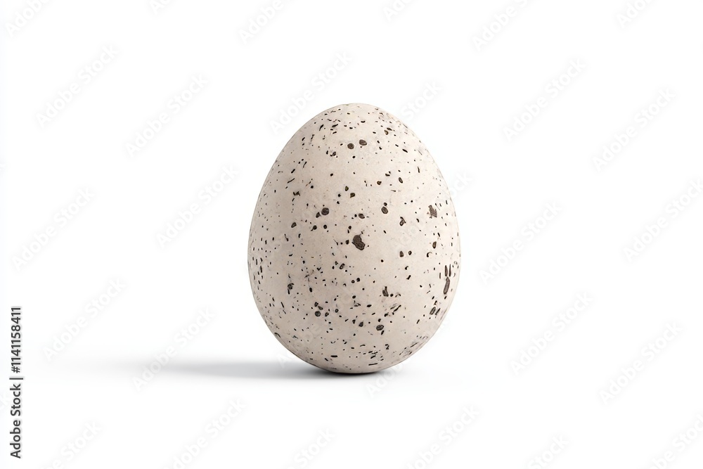 Speckled egg on white background: nature's simple beauty Speckled egg on white background: nature's simple beauty