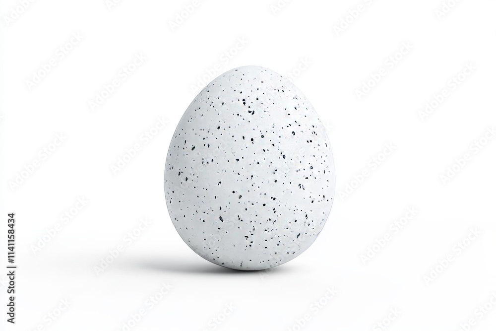 Speckled egg on white background with minimalist design Speckled egg on white background with minimalist design