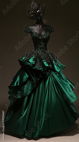 Elegant Emerald Green Ball Gown With Embellishments