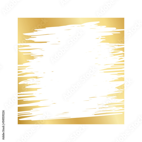 Golden square scratchcard surface with scraped textures. Raffle, sale coupon or promo code card template. Vector illustration.