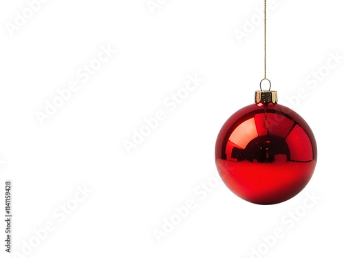 Christmas Ball, red bauble, isolated on transparent background cut out	 photo