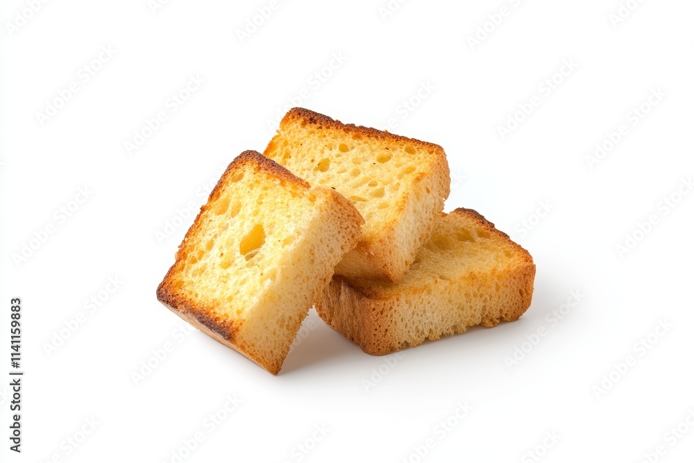 Golden brown toasted bread slices on white background Golden brown toasted bread slices on white background