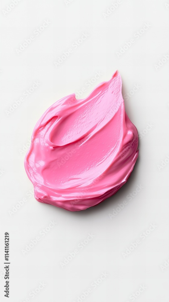 A smear of vibrant pink cream or paint on a white background. The texture is smooth and creamy, with visible brushstrokes. The color is bold and eye-catching. A smear of vibrant pink cream or paint on a white background. The texture is smooth and creamy, with visible brushstrokes. The color is bold and eye-catching.