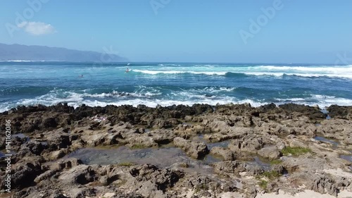 waves crashing on rocks