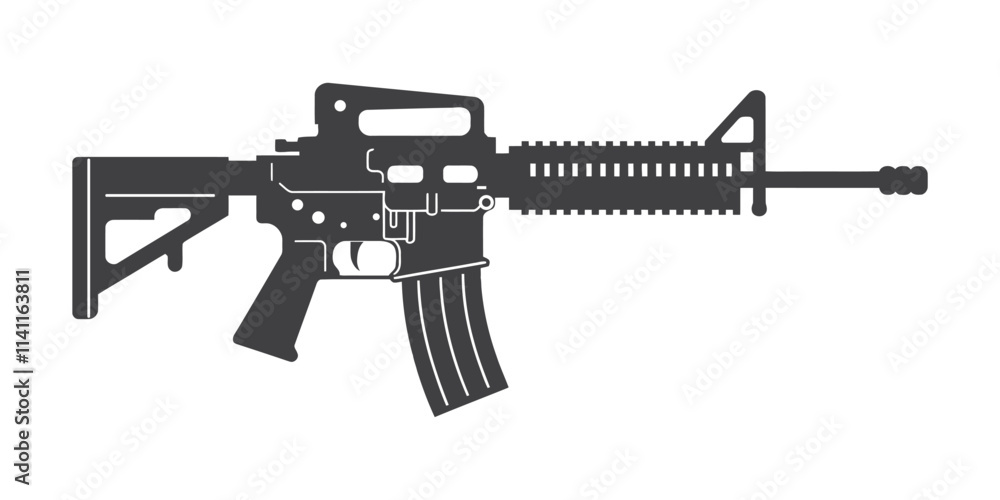 Sniper Gun Silhouette vector, icon isolated on white background Sniper Gun Silhouette vector, icon isolated on white background