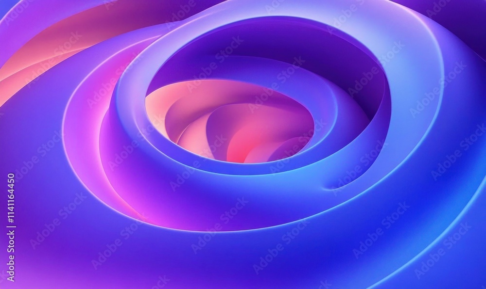 Abstract 3D Spiral Design in Vibrant Violet and Blue with Soft Lighting and Minimalistic Composition Abstract 3D Spiral Design in Vibrant Violet and Blue with Soft Lighting and Minimalistic Composition
