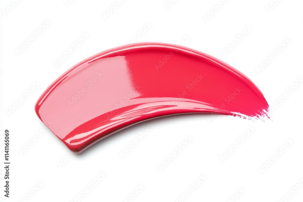 Curved pink paint stroke on white background with glossy finish Curved pink paint stroke on white background with glossy finish