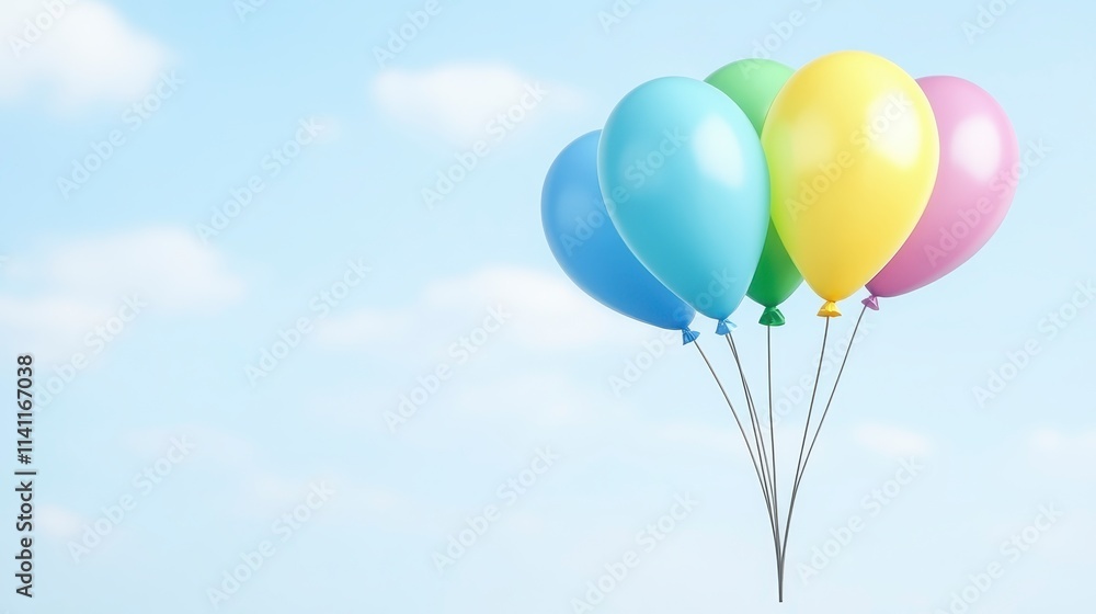 Colorful balloons float against a bright blue sky, evoking a sense of joy and celebration. Colorful balloons float against a bright blue sky, evoking a sense of joy and celebration.