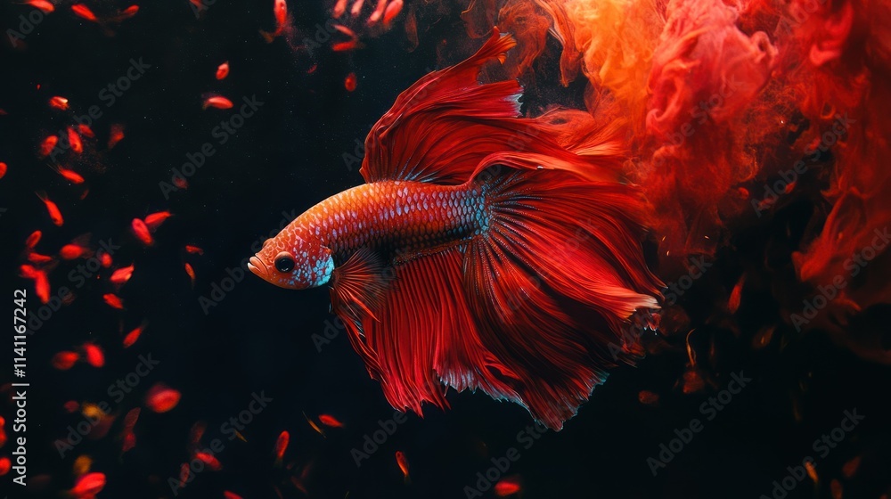 Obraz premium red multi color Siamese fighting fish.Multi color fighting fish