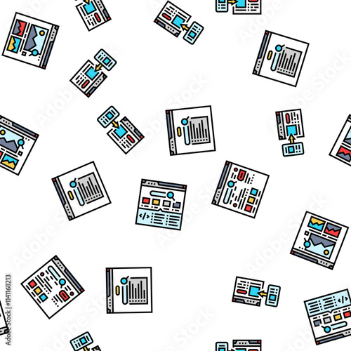 seo digital optimization strategy vector seamless pattern thin line illustration