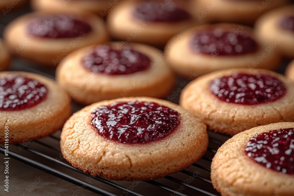 Delicious Peanut Butter and Jelly Thumbprint Cookies with Gooey Jam Center Delicious Peanut Butter and Jelly Thumbprint Cookies with Gooey Jam Center