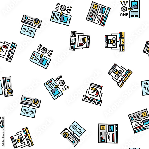 seo improve top website vector seamless pattern thin line illustration