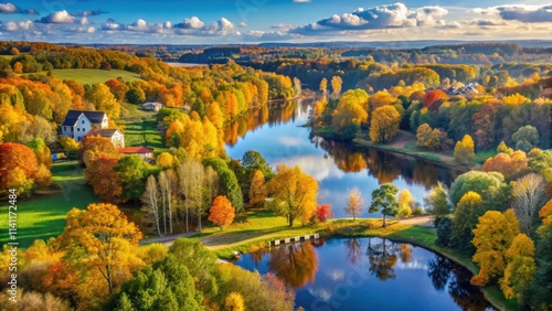 Scenic view of Pavilniai Regional Park in autumn highlighting Puckoriu atodanga in Vilnius photo