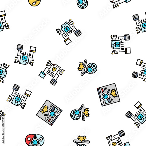 seo market rank search vector seamless pattern thin line illustration