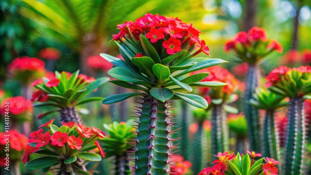 Euphorbia Ritchiei plant adds a unique touch to the garden with its vibrant green stems and red flowers, Euphorbia Ritchiei Euphorbia Ritchiei plant adds a unique touch to the garden with its vibrant green stems and red flowers, Euphorbia Ritchiei