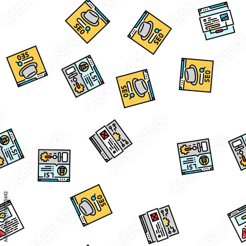 seo market rank search vector seamless pattern thin line illustration