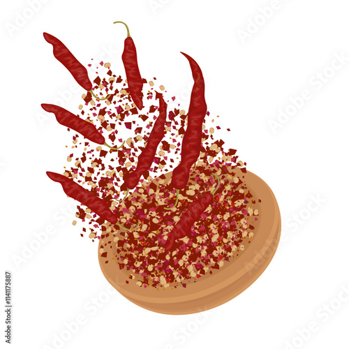 Vector Illustration Logo Clipart levitation Chili flakes