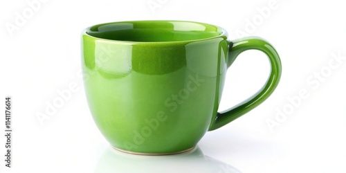 Green ceramic mug on white background , ceramic, mug, green, isolated, empty, white, simple, minimalist, drinkware, beverage, kitchen