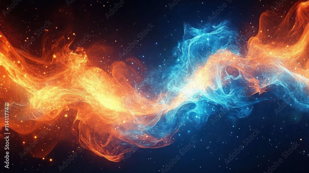 Abstract Background of Swirling Flames and Ice with Vibrant Colors Abstract Background of Swirling Flames and Ice with Vibrant Colors