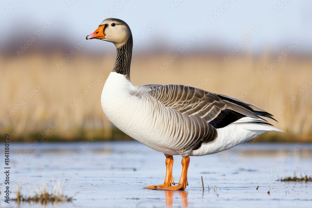 A duck is standing in a body of water A duck is standing in a body of water
