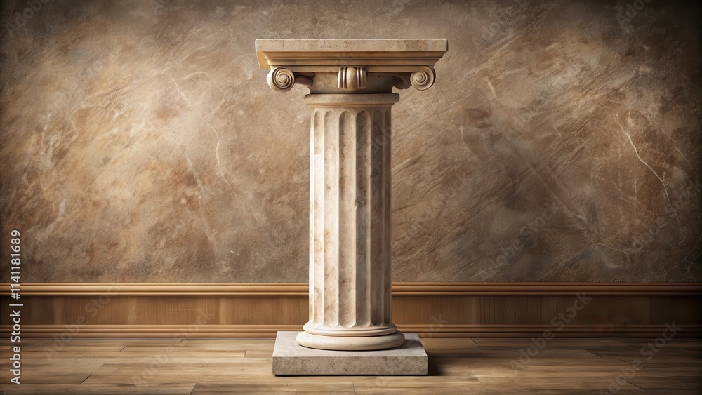 Fototapeta premium Antique column with stone slabs for product demonstration in , antique, column, stone, slabs, decoration, product, demonstration