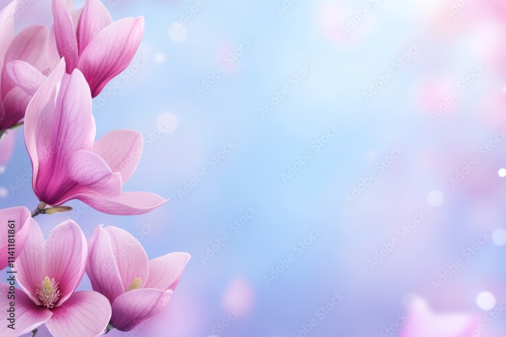 Pink flowers with a blue background Pink flowers with a blue background