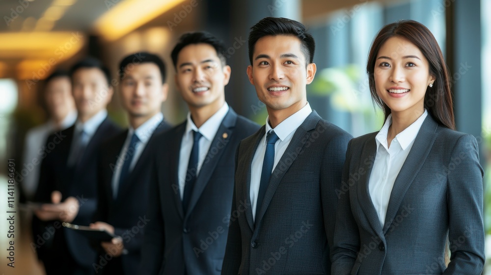 Group of Asian business professionals in the office, closely discussing project plans and financial results, showcasing the importance of teamwork and communication for business success. Group of Asian business professionals in the office, closely discussing project plans and financial results, showcasing the importance of teamwork and communication for business success.