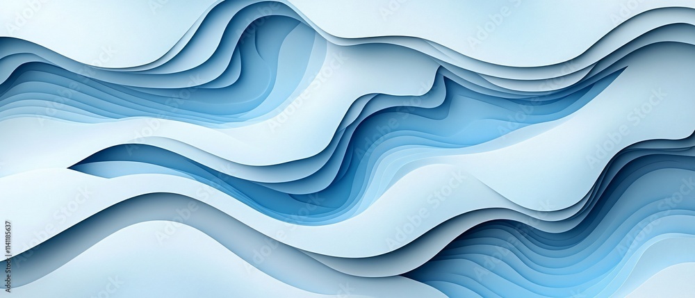 Abstract blue wave paper cut background. Abstract blue wave paper cut background.