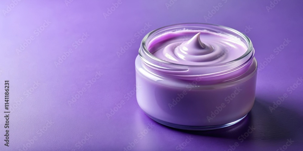 Jar of purple cream on purple surface, jar, cream, purple, surface, cosmetic, beauty product, skincare, natural, organic Jar of purple cream on purple surface, jar, cream, purple, surface, cosmetic, beauty product, skincare, natural, organic