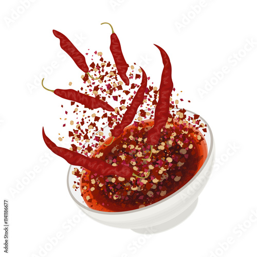 Vector Illustration Logo Clipart levitation chili oil seasoning