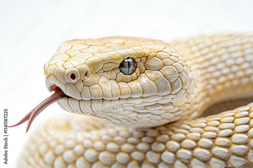 A white snake with a black head A white snake with a black head