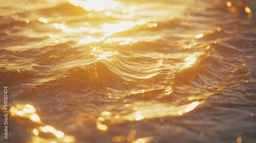 Sunlit Waves Dancing on Ocean Surface During Golden Hour