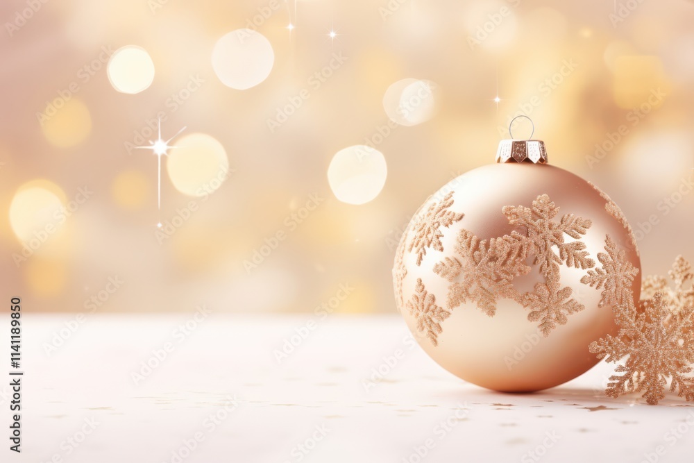 Elegant Champagne Christmas Ornament with Glitter Bokeh Lights Elegant Champagne Christmas Ornament with Glitter Bokeh Lights