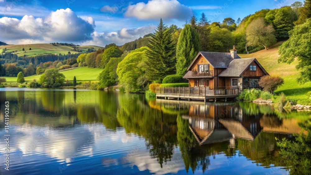 Holiday property over a scenic lake in England, lake, vacation, property, house, cottage, holiday, England, relaxation, getaway Holiday property over a scenic lake in England, lake, vacation, property, house, cottage, holiday, England, relaxation, getaway